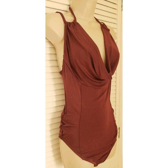 NWT FREE PEOPLE INTIMATELY FIRST CHOICE COWL NECK WILD GINGER BODYSUIT MEDIUM - Picture 5 of 12